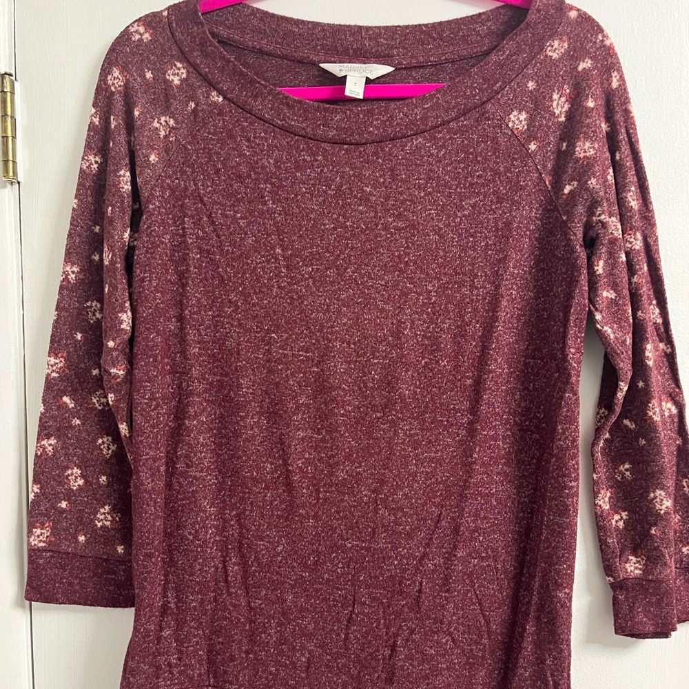 Market & Spruce Burgundy Floral Blouse